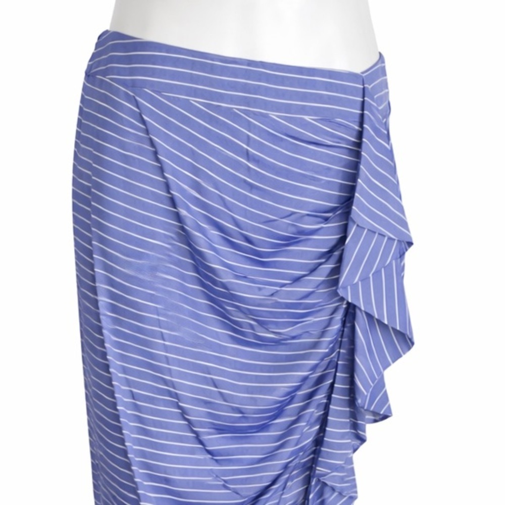 Antonio Melani Blue Striped Ruched Midi Skirt – Size 8 - Picture 2 of 4